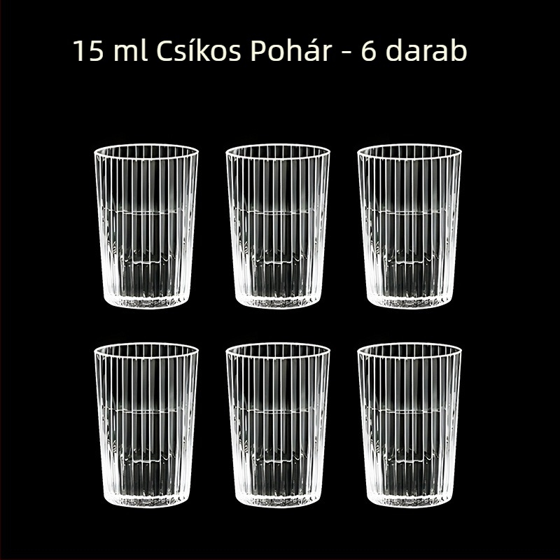 Átlátszó üveg italos pohár, oktogonális alakú, magas talpú, készlet 6–10 darab