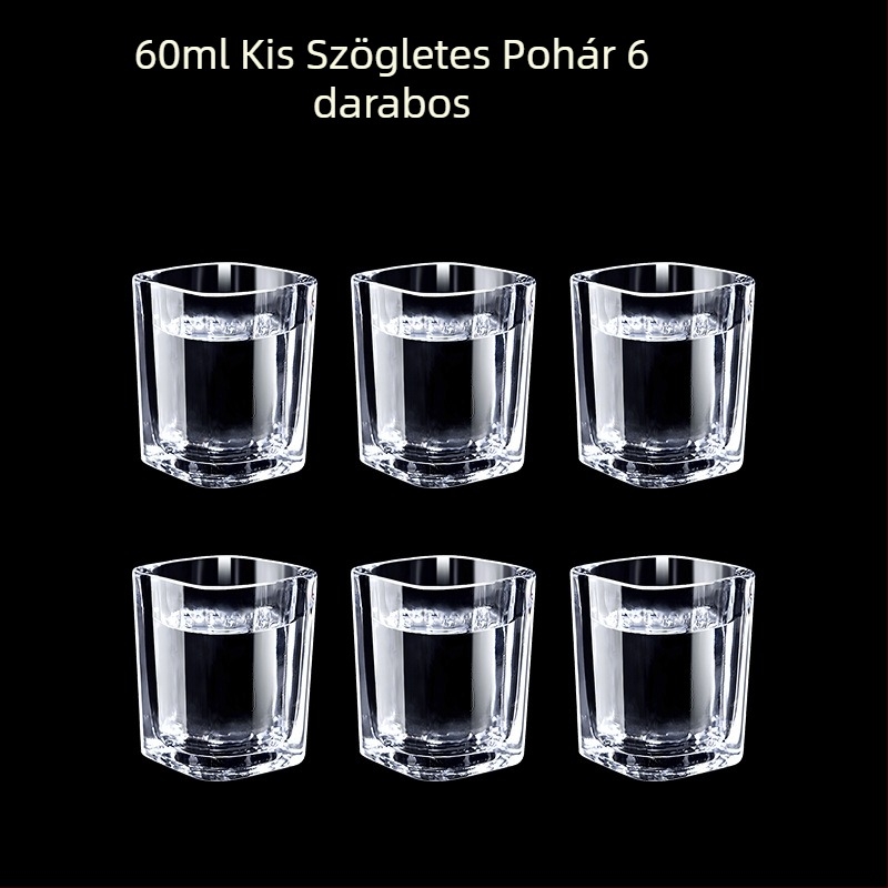 Átlátszó üveg italos pohár, oktogonális alakú, magas talpú, készlet 6–10 darab
