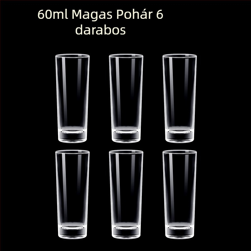 Átlátszó üveg italos pohár, oktogonális alakú, magas talpú, készlet 6–10 darab