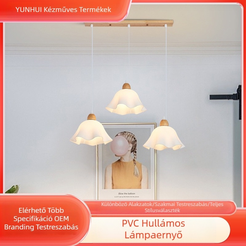 PVC hullám lámpaernyő japán egyszerű virágos étterem új csillár shell ins krém stílusú kreatív lámpaernyő nagykereskedelem