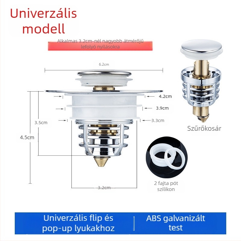 Mosdó szivárgásgátló dugó Mosdó lefolyó tartozékok Mosdó felhúzható maggal Nyomásra alkalmas mosdódugó Mosdó