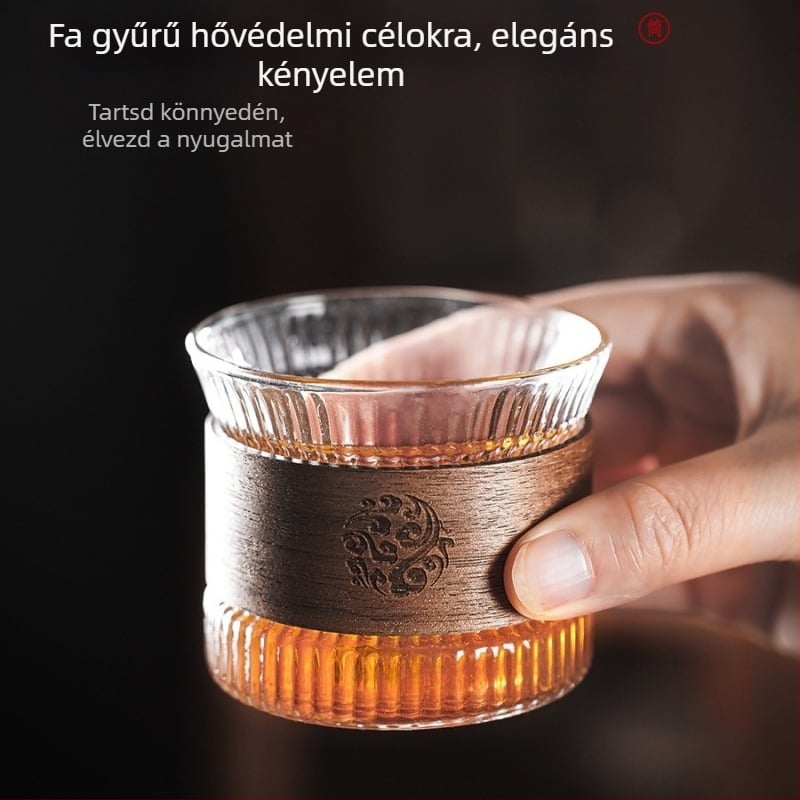 Forrázásálló, hőálló üveg teáscsésze, kis teáscsésze, kung fu teáskészlet, teakalapács mintás mestercsésze teáscsésze otthoni használatra