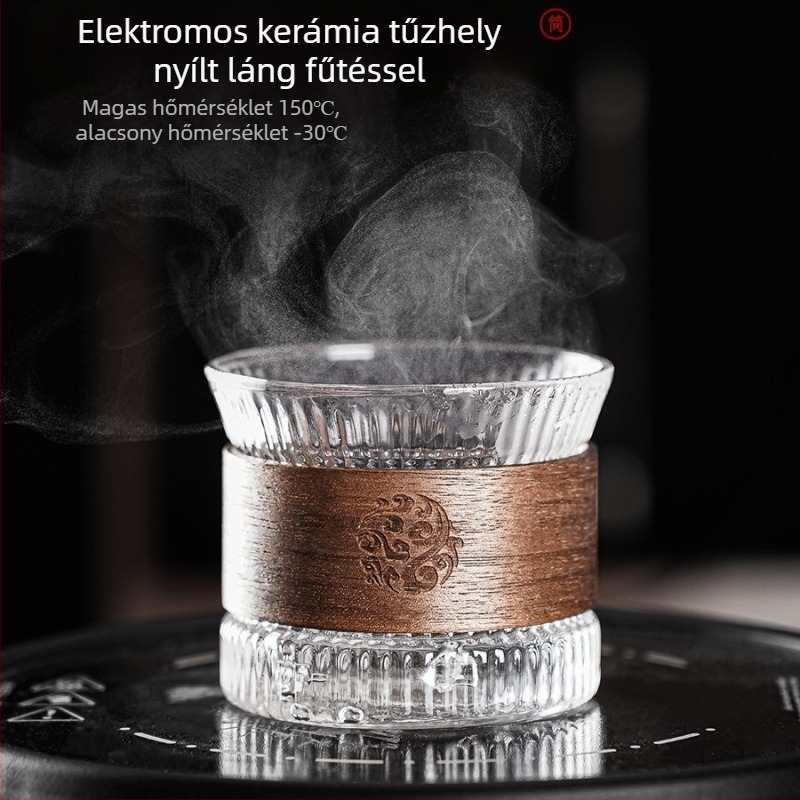 Forrázásálló, hőálló üveg teáscsésze, kis teáscsésze, kung fu teáskészlet, teakalapács mintás mestercsésze teáscsésze otthoni használatra