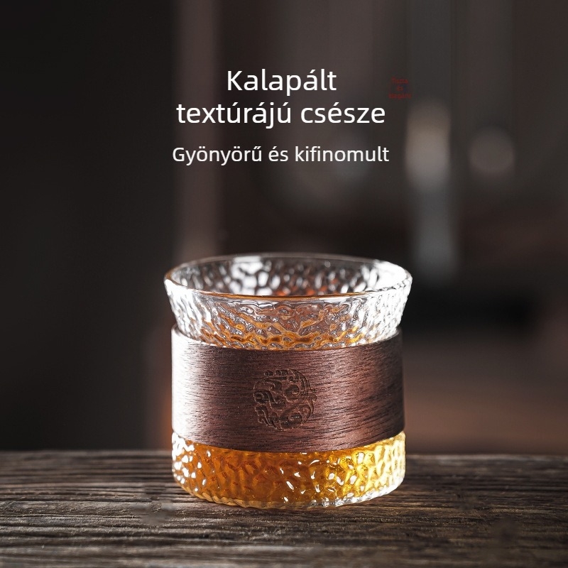 Forrázásálló, hőálló üveg teáscsésze, kis teáscsésze, kung fu teáskészlet, teakalapács mintás mestercsésze teáscsésze otthoni használatra