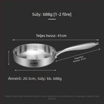 18-10 rozsdamentes acél kis serpenyő, mutatós omlett serpenyő, indukciós főzőlap, gáztűzhely, serpenyőben sült zacskóval is használható