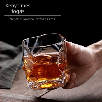 Különleges alakú pohár, átlátszó, színes whiskys söröspohár, háztartási különleges alakú pohár, pohár, magas megjelenésű ivópohár