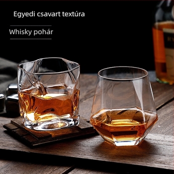 Különleges alakú pohár, átlátszó, színes whiskys söröspohár, háztartási különleges alakú pohár, pohár, magas megjelenésű ivópohár