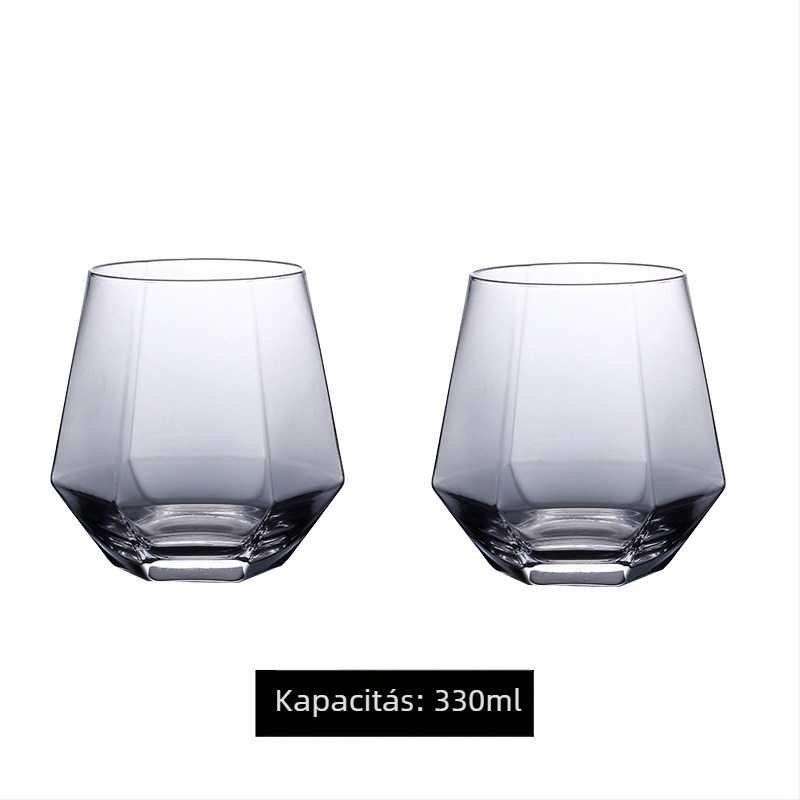 Különleges alakú pohár, átlátszó, színes whiskys söröspohár, háztartási különleges alakú pohár, pohár, magas megjelenésű ivópohár