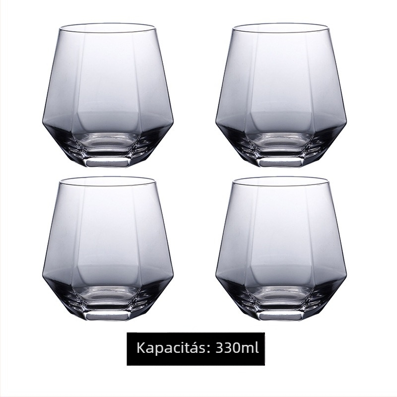 Különleges alakú pohár, átlátszó, színes whiskys söröspohár, háztartási különleges alakú pohár, pohár, magas megjelenésű ivópohár