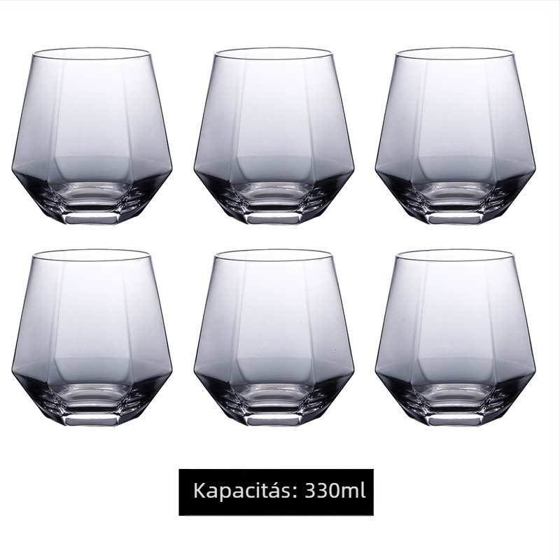 Különleges alakú pohár, átlátszó, színes whiskys söröspohár, háztartási különleges alakú pohár, pohár, magas megjelenésű ivópohár