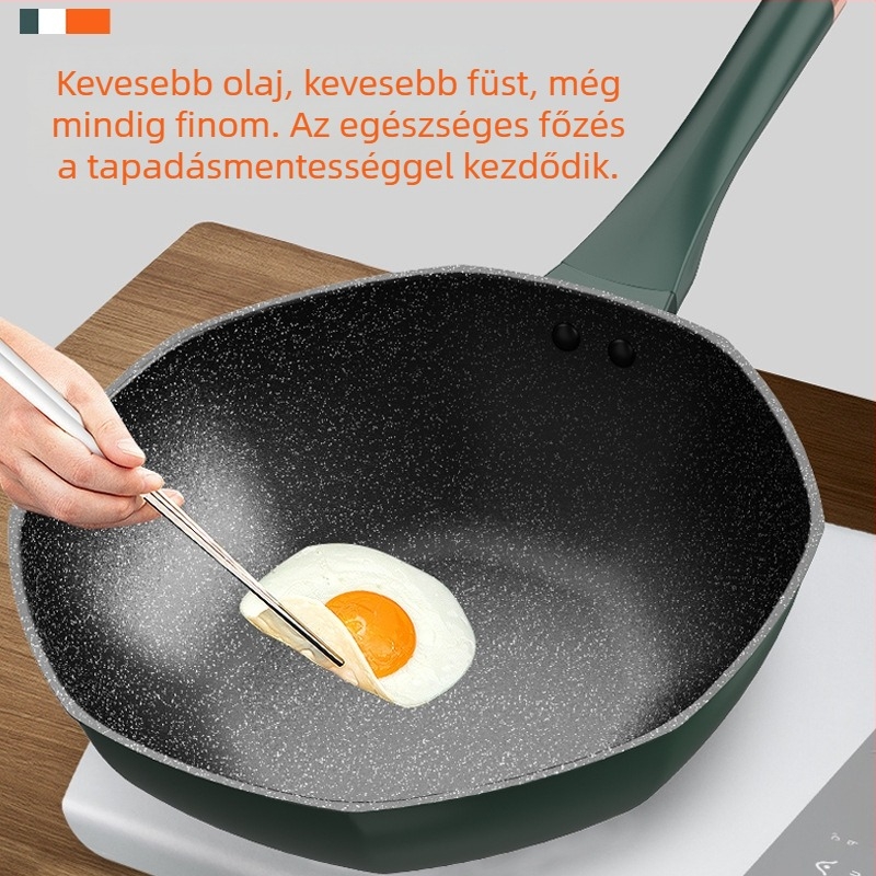 Maifan kő nyolcszögletű serpenyő tapadásmentes serpenyő vastagított serpenyő konyhai wok háztartási multifunkcionális wok gáz univerzális