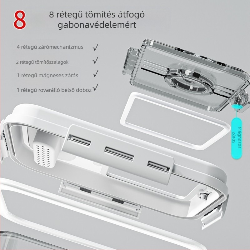 Jiabanshou rizstároló otthoni használatra, rovar- és nedvességálló, lezárt rizstároló, speciális tárolódoboz, beágyazott liszt- és tésztatároló üveg