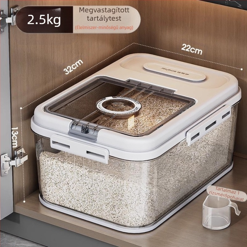 Jiabanshou rizstároló otthoni használatra, rovar- és nedvességálló, lezárt rizstároló, speciális tárolódoboz, beágyazott liszt- és tésztatároló üveg