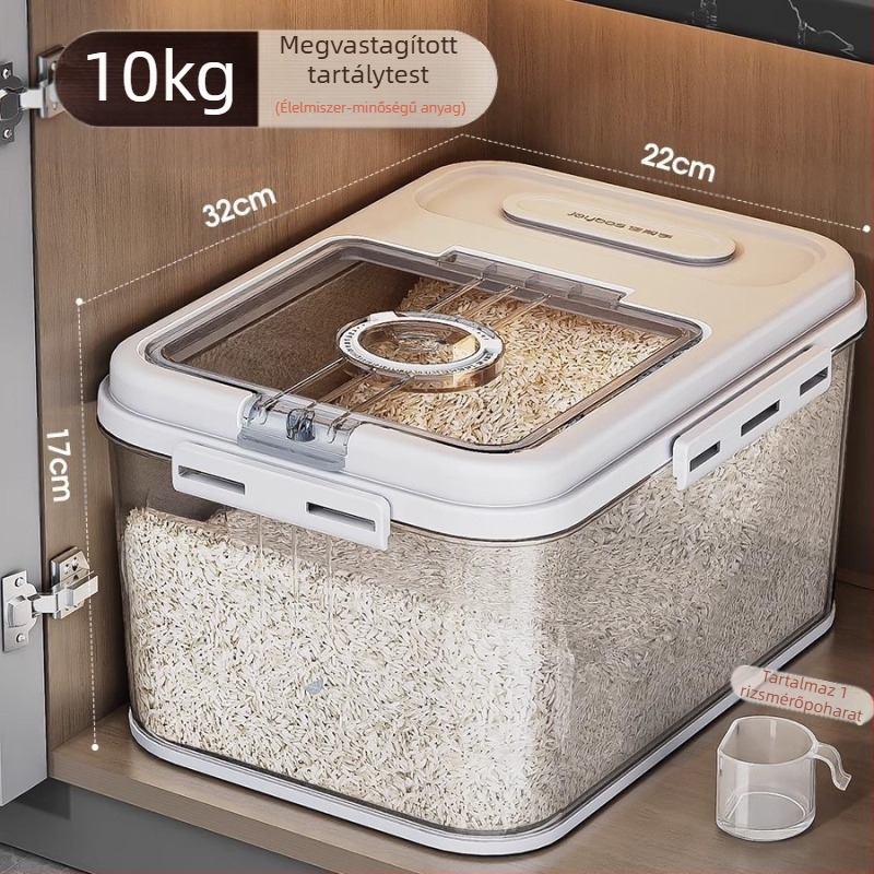 Jiabanshou rizstároló otthoni használatra, rovar- és nedvességálló, lezárt rizstároló, speciális tárolódoboz, beágyazott liszt- és tésztatároló üveg