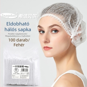 Eldobható szalagos porvédő sapka, nem szőtt szépségszalon munkasapka, konyhai olajálló, füstmentes kupak, 100 darab