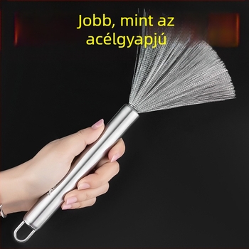 Rozsdamentes acél hosszú nyelű edénykefe Konyhai meghosszabbított edénymosó edény fertőtlenítő tisztítókefe