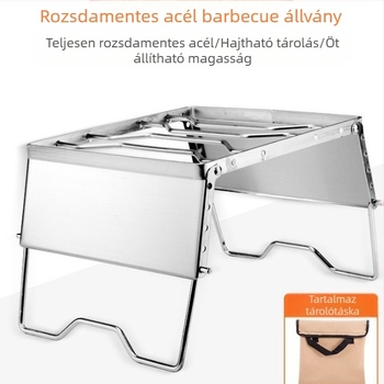 Rozsdamentes acél összecsukható, multifunkcionális szélvédő, szélálló grillsütő, fejkonzol, hordozható pikniktartó