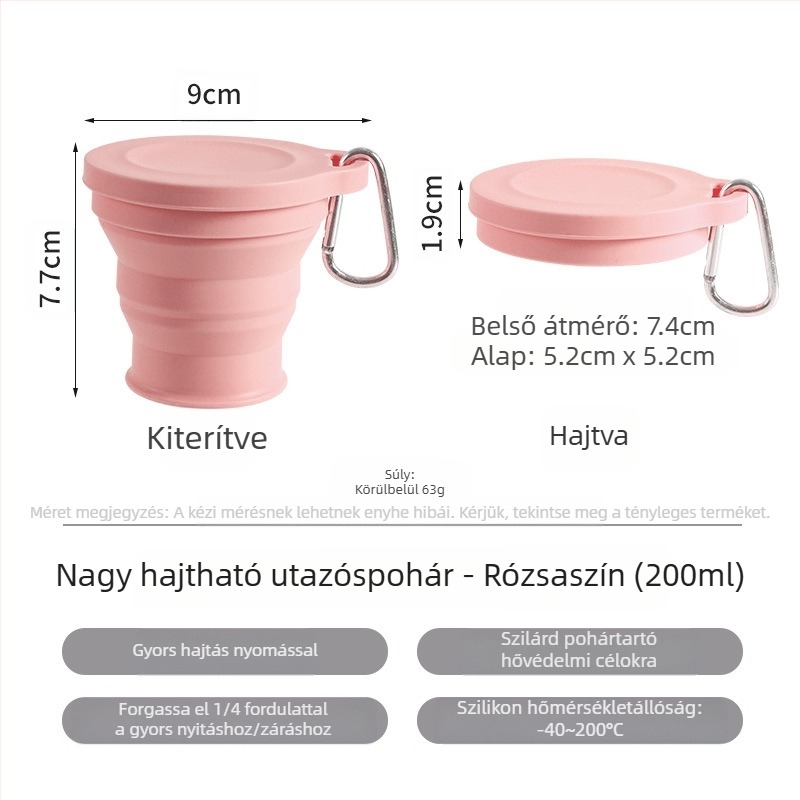 Hordozható összecsukható vizespohár Hordozható kompressziós szájvízpohár Szilikon utazó kültéri kempingpohár Élelmiszeripari minőségű összecsukható fogkefe