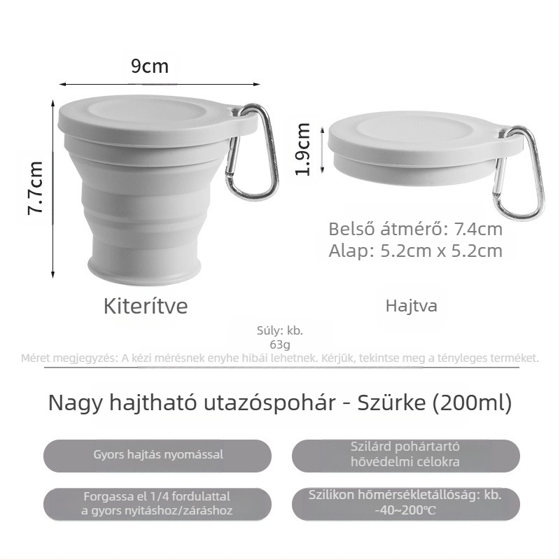 Hordozható összecsukható vizespohár Hordozható kompressziós szájvízpohár Szilikon utazó kültéri kempingpohár Élelmiszeripari minőségű összecsukható fogkefe