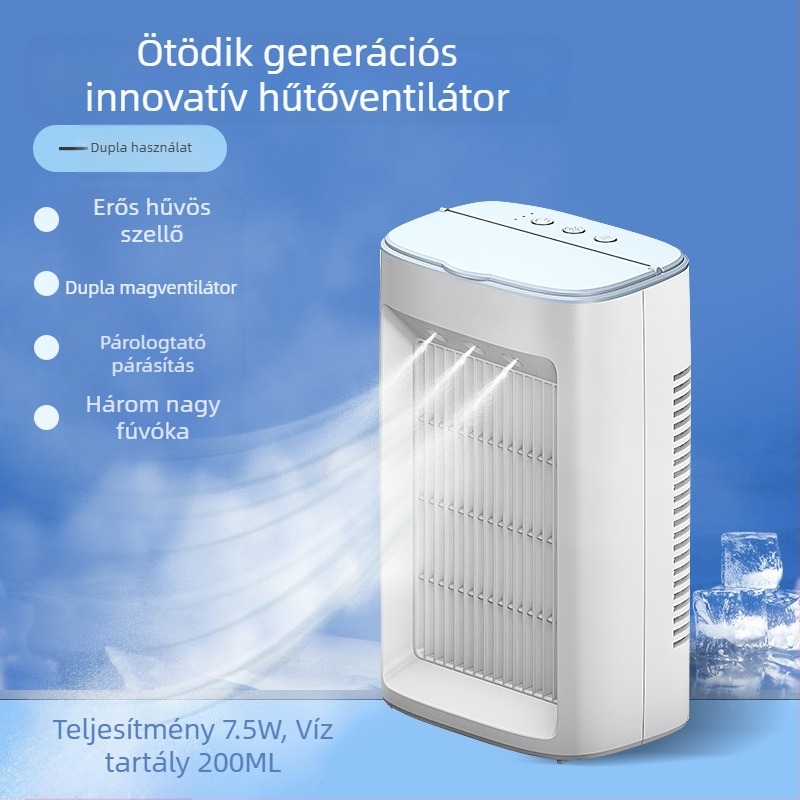 Léghűtő háztartási dupla ventilátoros porlasztásos párásítás Kettős célú hideg ventilátor asztali diákkollégiumi hűtés kis hideg ventilátor
