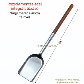 Rozsdamentes acél fa nyél tűzlapát faszén lapát hamu salak tűzmarás hamu lapát tűzlapát szénlapát tűzifa kályha tűzszerszám szarlapát