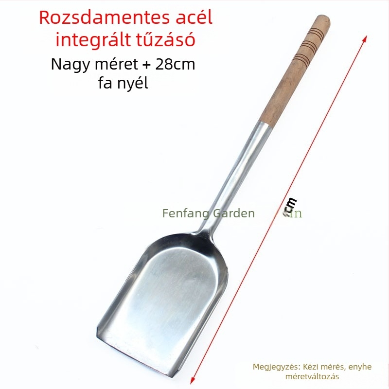 Rozsdamentes acél fa nyél tűzlapát faszén lapát hamu salak tűzmarás hamu lapát tűzlapát szénlapát tűzifa kályha tűzszerszám szarlapát