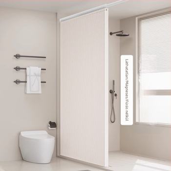 Összecsukható mágneses zuhanyfüggöny fürdőszobai ajtófüggöny WC láthatatlan válaszfal függöny vízálló penészes gyári közvetlen értékesítés