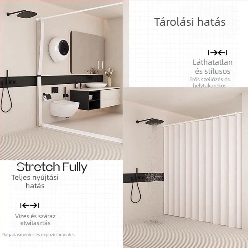 Összecsukható mágneses zuhanyfüggöny fürdőszobai ajtófüggöny WC láthatatlan válaszfal függöny vízálló penészes gyári közvetlen értékesítés