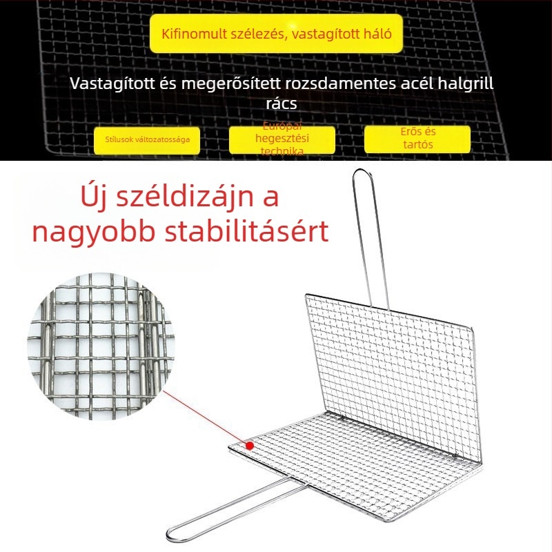 Gyártó nagykereskedelmi rozsdamentes acél grillezett halfogó grillháló fogók kültéri grillháló négyzet alakú grill grill eszközök