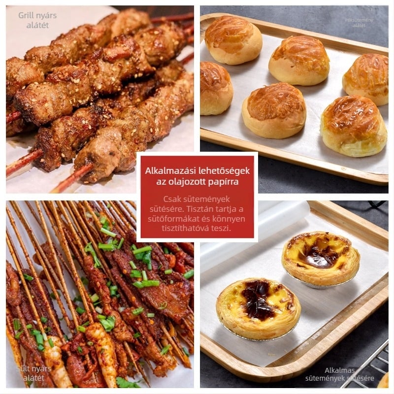 Speciális sütőpapír Szilikonolaj-papír Konyhai olajat nedvszívó papír Magas hőmérsékletű sütőbe való speciális olajpapír Sütőolaj-papír Sütőpapír