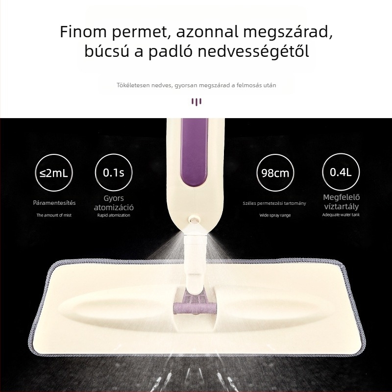 Hajlításmentes szórófejes felmosó, Forgó lapos felmosó, Hajlításmentes lusta felmosó, Fertőtlenítő spray, Enyhén nedves szórófej, Vízszintes szórófejes felmosó