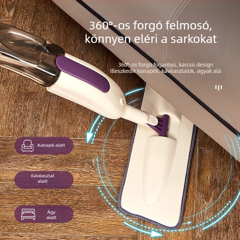 Hajlításmentes szórófejes felmosó, Forgó lapos felmosó, Hajlításmentes lusta felmosó, Fertőtlenítő spray, Enyhén nedves szórófej, Vízszintes szórófejes felmosó