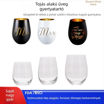 Tapadásmentes tojás alakú pohár vörösboros pohár aromaterápiás tojás alakú gyertyapohár 470 ml-es galvanizált, festett átlátszó üveg tojáspohár