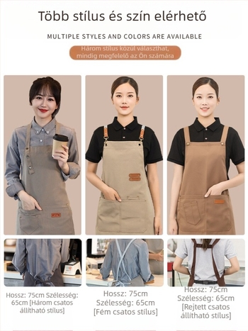 Vízálló vászon kötény logónyomtatással, vendéglátásra dedikált barista tejestea-üzlet manikűr konyhai overall nőknek