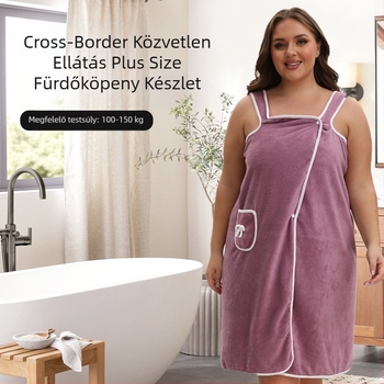 Határokon átnyúló, nagy méretű, korall színű bársony fürdőszoknya, puha, vastag és nedvszívó, aranyos masnis zsebekkel, viselhető fürdőlepedő-nadrágtartó szoknya