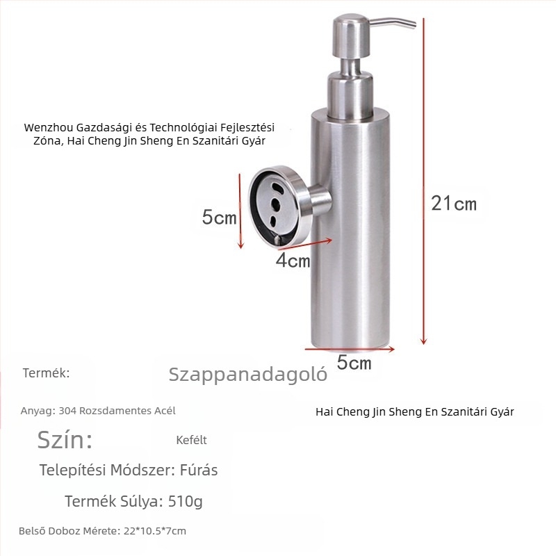 Határokon átnyúló 304 rozsdamentes acél falra szerelhető kézi dróthúzású szappanadagoló 200 ml-es samponos tusfürdős flakon kézfertőtlenítő dobozban