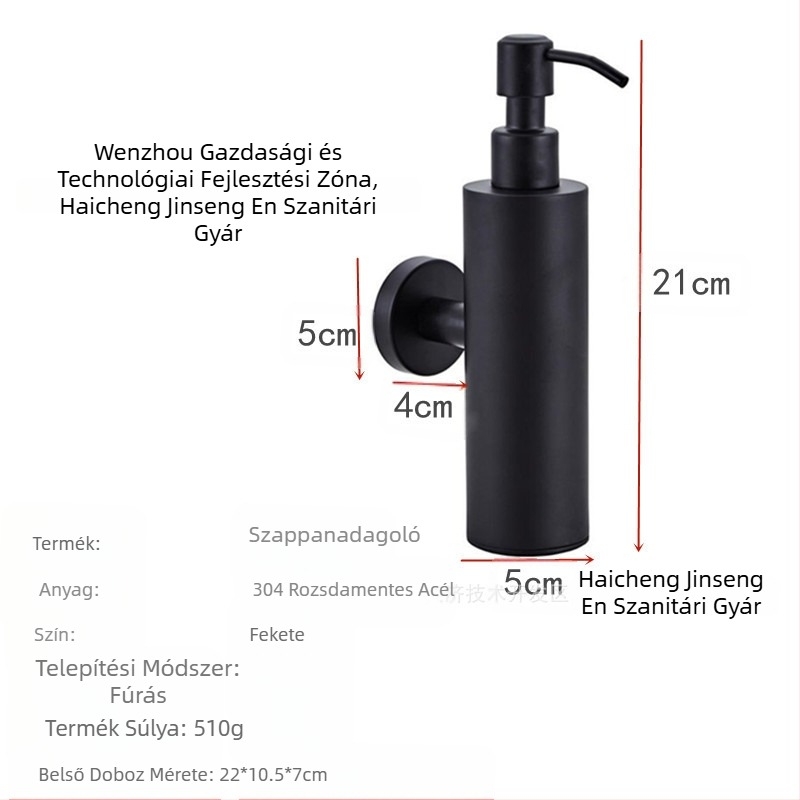 Határokon átnyúló 304 rozsdamentes acél falra szerelhető kézi dróthúzású szappanadagoló 200 ml-es samponos tusfürdős flakon kézfertőtlenítő dobozban