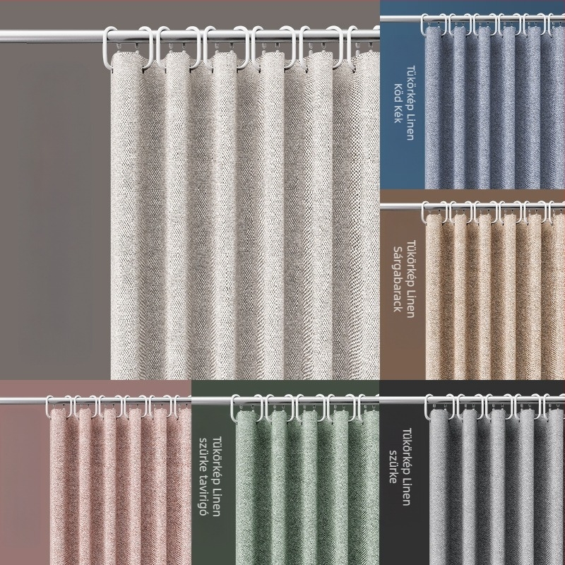 Határokon átnyúló, közvetlen gyári beszerzés, 230 g vastagított lenvászon zuhanyfüggöny, vízálló és penészálló zuhanyfüggöny, poliészter szövet, fürdőszobai használatra kész készlet