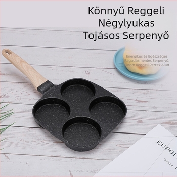 Háztartási serpenyő Reggeli Tojásburger Palacsinta Serpenyő Forma Négylyukú Tükörtojás Serpenyő Tükörtojásburger Gép Tapadásmentes Serpenyő