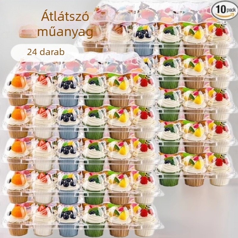 (24 rács x 10 szett) Rakásolható cupcake tartók, 240 cupcake betéttel, desszertek sütéséhez