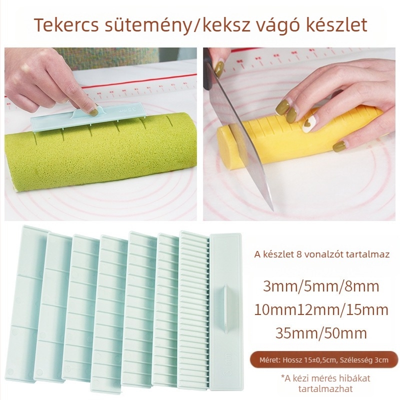 Sütimérő vonalzó, Kekszvágó, Tortatekercs-szabályozó, Vastag vágású háztartási sütővonalzó, Vastag vágású eszköz