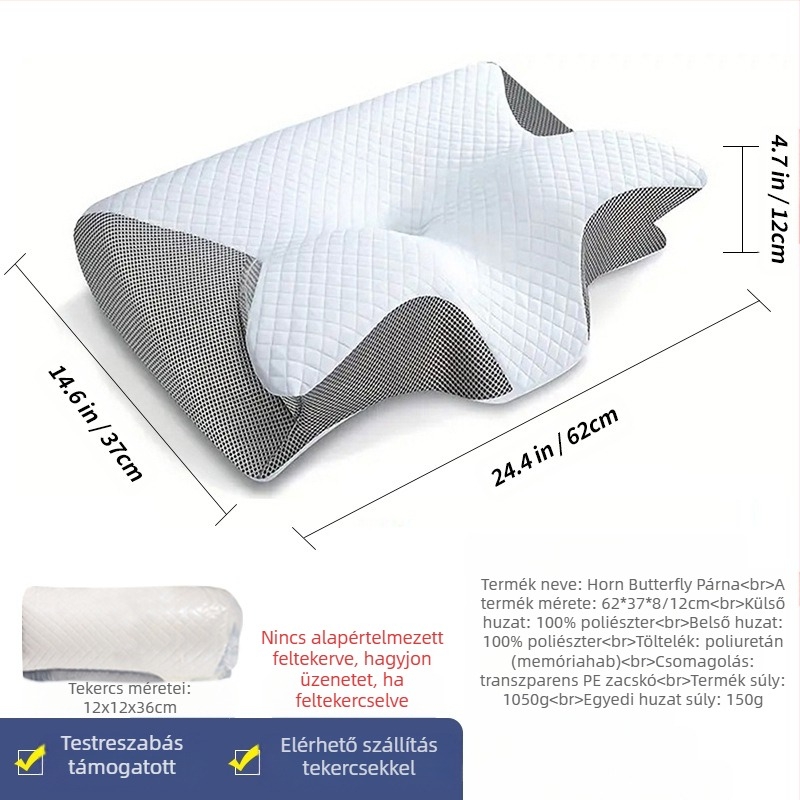 Határokon átnyúló Amazon Roll Horn Butterfly lassú visszapattanású memóriahabos párna otthoni nulla nyomású memóriapárna a nyaki gerinc védelmére