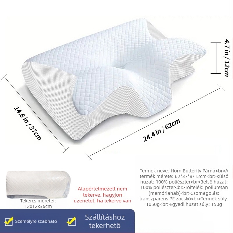 Határokon átnyúló Amazon Roll Horn Butterfly lassú visszapattanású memóriahabos párna otthoni nulla nyomású memóriapárna a nyaki gerinc védelmére