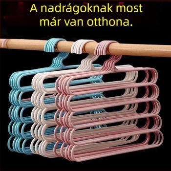 Ötrétegű nadrágtartó, ruhásszekrény tároló műtárgy, vastagított, csúszásmentes akasztó, tárolóállvány, nadrágcsipesz, háztartási felnőtt nadrágok lógnak