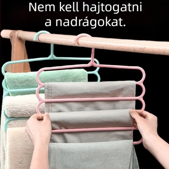 Ötrétegű nadrágtartó, ruhásszekrény tároló műtárgy, vastagított, csúszásmentes akasztó, tárolóállvány, nadrágcsipesz, háztartási felnőtt nadrágok lógnak
