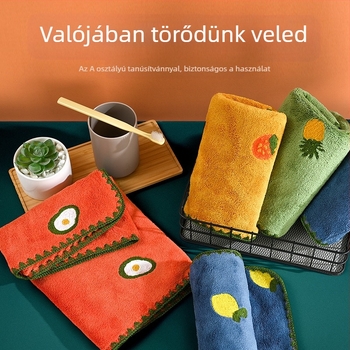 Rajzfilm hímzett korall polár törölköző nagykereskedelmi gyümölcs hímzés nedvszívó sűrített arctörölköző felnőtteknek gyorsan száradó arctörölköző