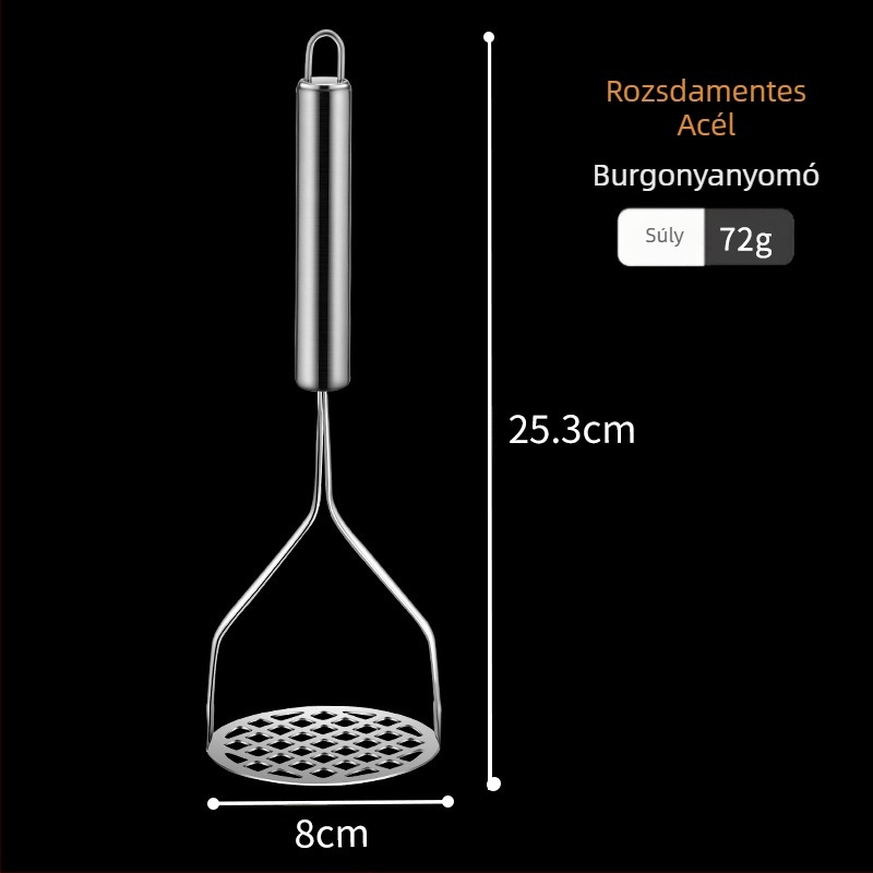 Konyhai rozsdamentes acél burgonyatörő háztartási burgonyaprés kézi törő bébiétel-kiegészítő eszköz
