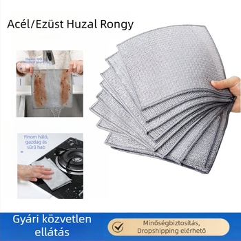 Acéldrót golyórongy acéldrót mosogatórongy konyhai tisztítószer speciális ezüstdrót olajmentes kefe serpenyő konyharuha
