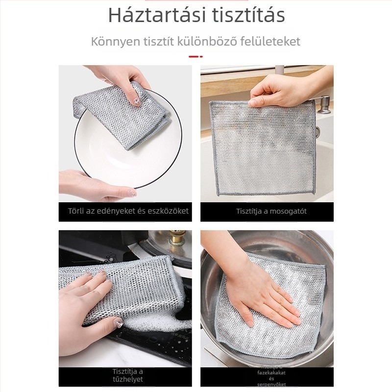 Acéldrót golyórongy acéldrót mosogatórongy konyhai tisztítószer speciális ezüstdrót olajmentes kefe serpenyő konyharuha