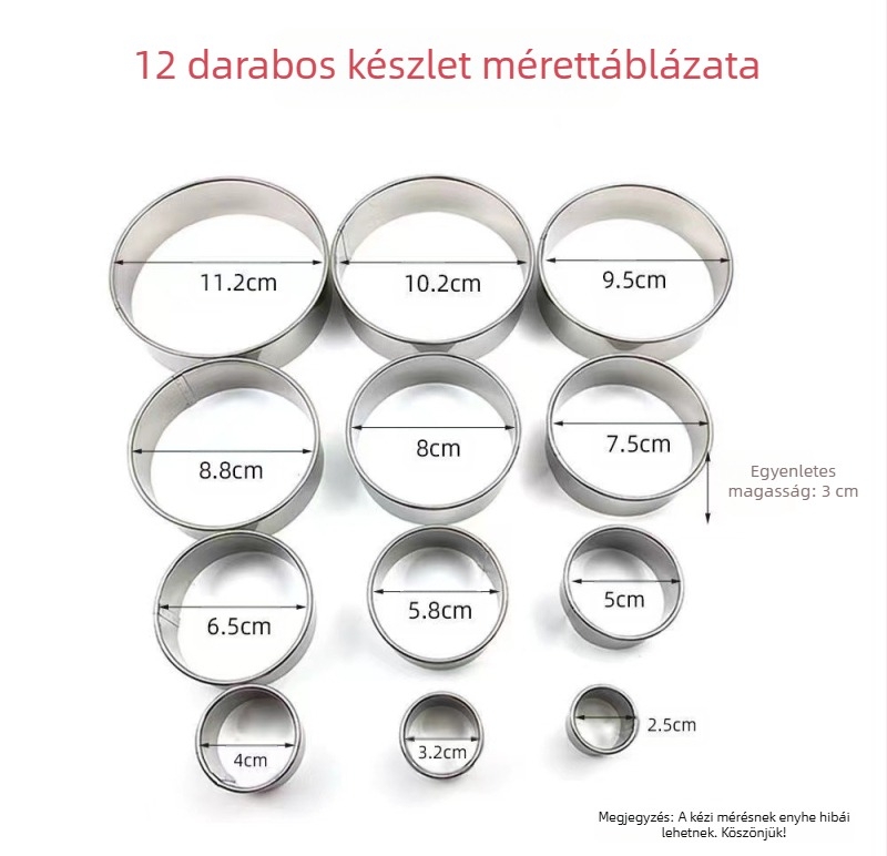 Acél gyűrűs forma Bobo kerek forma torta gyűrűs forma tészta teljes készlet sült gombóc bőr mousse gyűrű Sikang forma